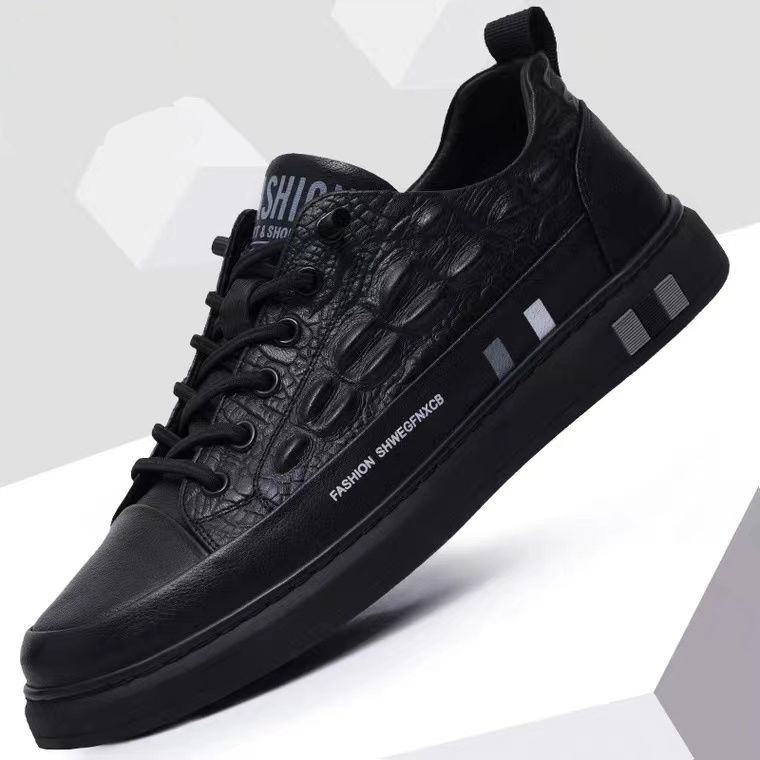 Zapatos de hombre primavera 2024 nuevos zapatos de skate hombre zapatos de cuero casuales tendencia versátil zapatos de cocinero zapatos antideslizantes y resistentes al desgaste para hombre