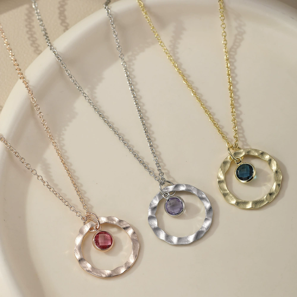 Трансграничная мода медный круглый стеклянный кулон ожерелье с водяными волнами кольцо простой нишевый персонализированный стеклянный кулон украшение