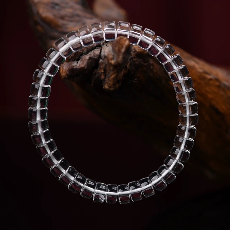 绿澜晶 天然白水晶全透体直切药片珠手串晶体通透 精工细作饰品|undefined