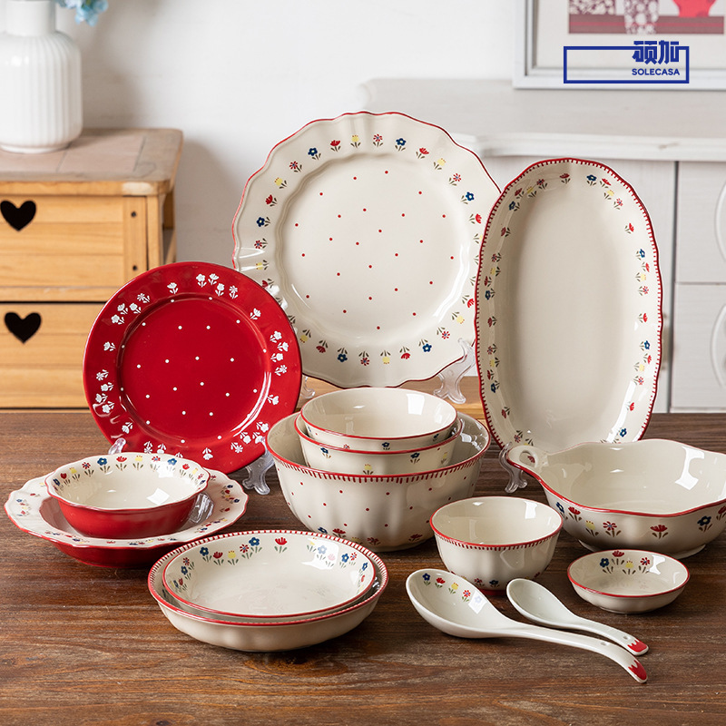 Shunxiang【Lafre】Ceramic Tableware Household Bowl and Plate Set Housewarming Gift Wedding Bowl and Plate Set Rice Bowl