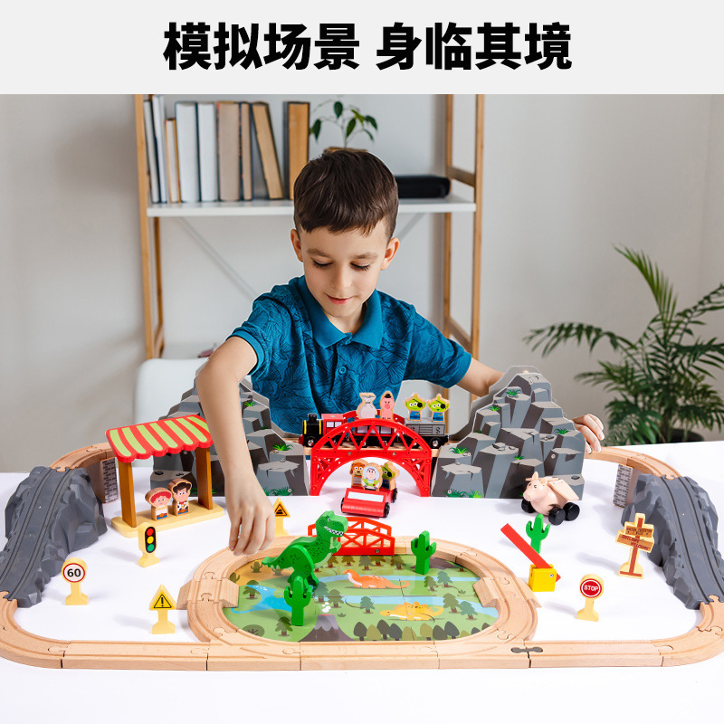 Los niños de madera Thomas Tren Eléctrico pista montado juguete 95 piezas transporte mina traje al por mayor