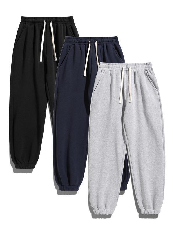 Men's Thermal Lined Drawstring Waist Casual Pants Loose Fit|undefined