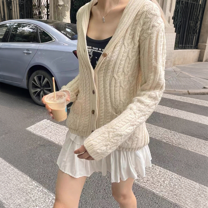 迪芸欧美休闲简约纽扣长袖衬衫外套毛织女装2025秋冬亚马逊独立站|undefined