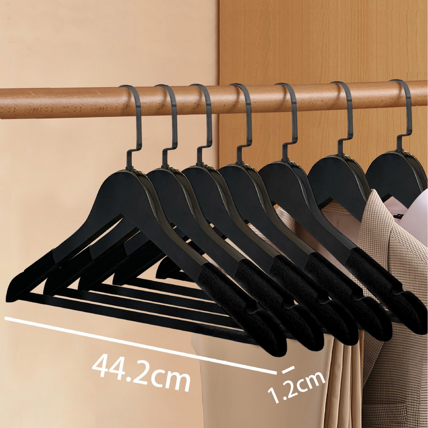 Perchas de madera sólida trajes trajes de ropa de madera sin marcas tiendas de ropa de madera hotel seleccionado soporte de ropa de madera estante de ropa antideslizante