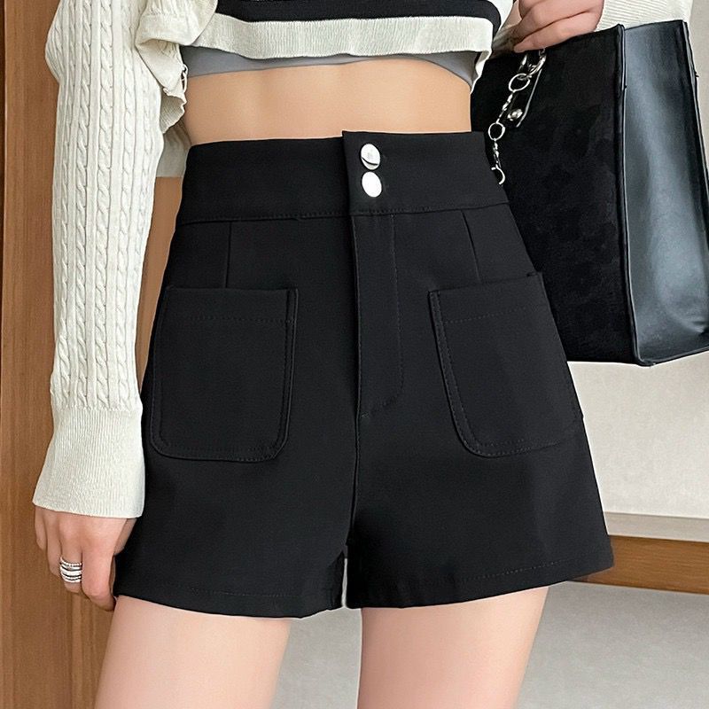 Women's New Fashion Wide-Leg Hot Pants A-Line Shorts High-Waisted Slimming Street Style Biker Trendy Boot Shorts