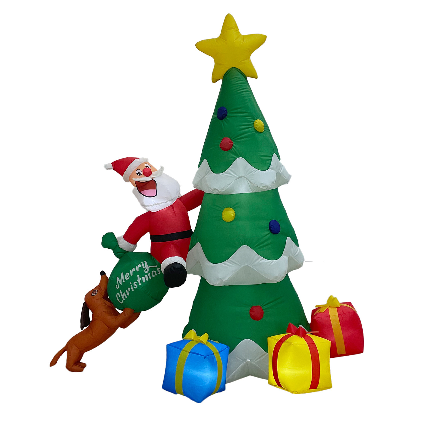 Navidad transfronteriza luminosa caja de regalo muñeco de nieve infláble de color Santa Claus decoración de patio al aire libre diseño modelo de aire