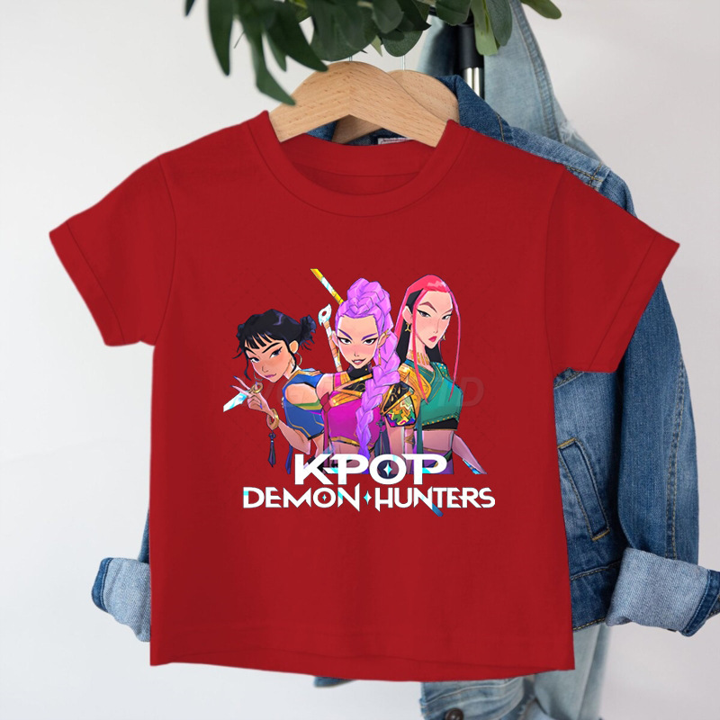 クロスボーダー KPop デーモンハンターデーモンハンターグループプリントコットン Tシャツ夏のファッション子供カジュアル半袖|undefined