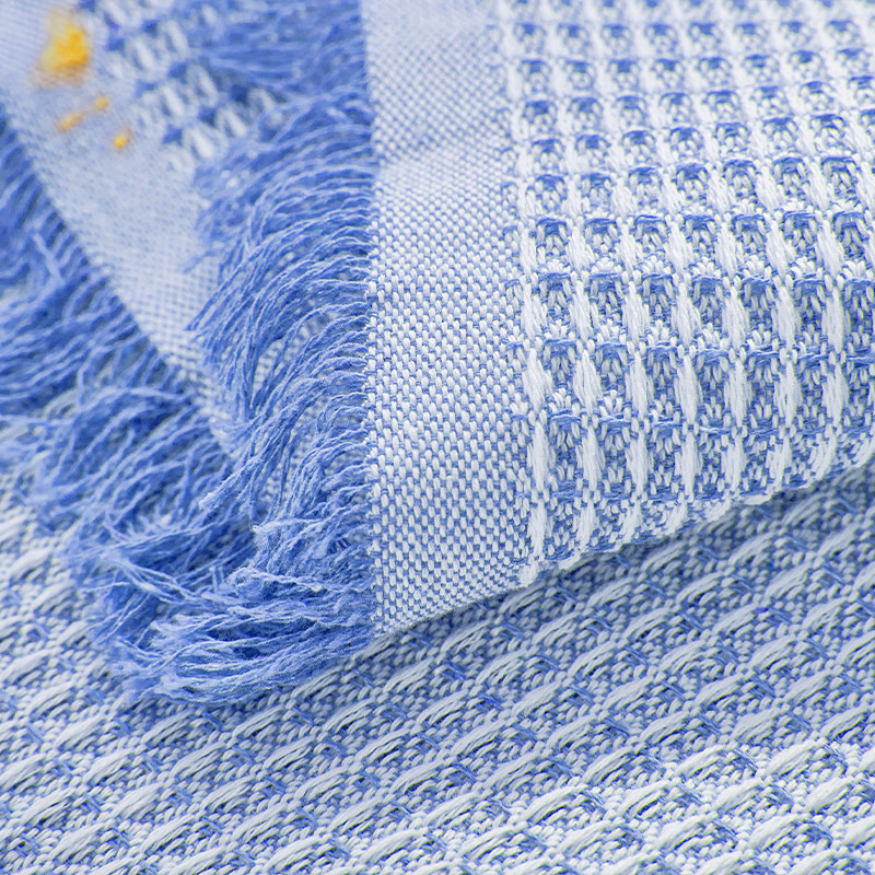 Francés ins estilo de algodón de alta calidad mantel de lino nórdico azul encaje mesa de comedor rectangular mesa de café al por mayor