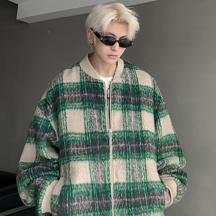 Cleanfit marca de moda americano retro a cuadros camisa de lana chaqueta pequeña fragancia chaqueta pareja moda hombres de moda