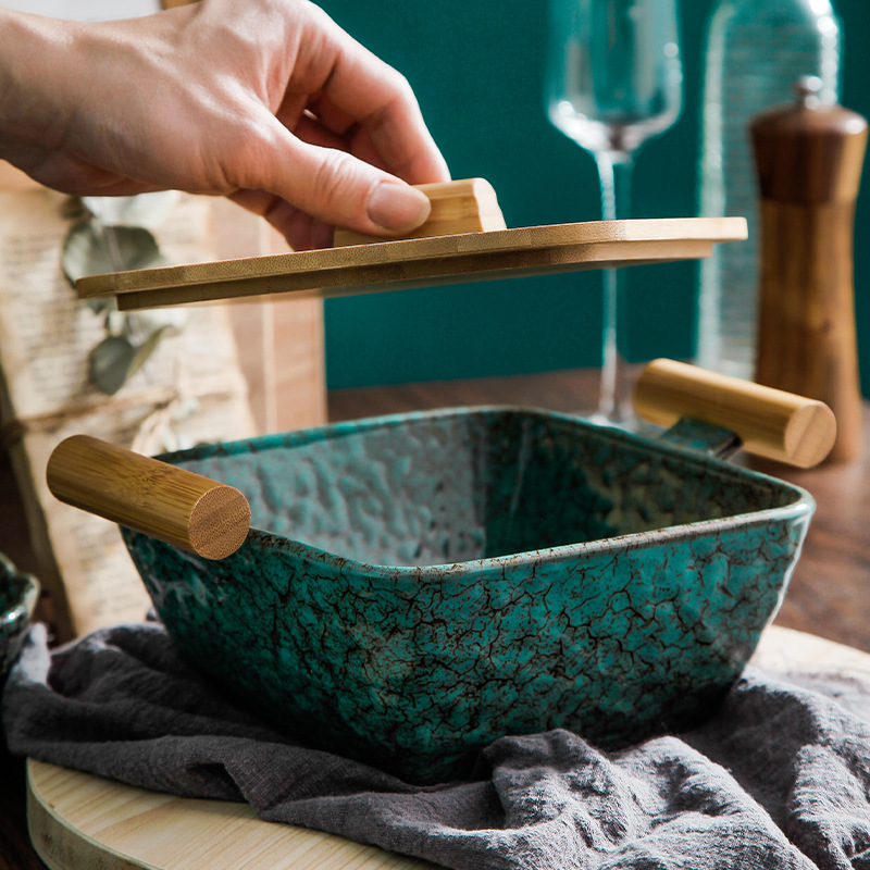 INS creativo japonés tazón de cerámica hogar plato ensalada tazón restaurante plato occidental retro personalizado horno vajilla