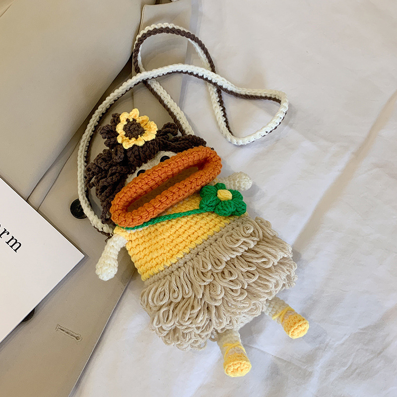 Douyin popolare salsiccia bocca grande bocca borsa per cellulare borsa fatta a mano all'uncinetto fai da te in lana per maglieria borsa divertente portachiavi_voghion.com