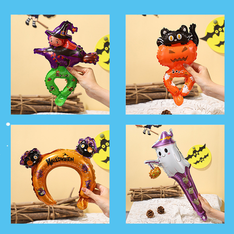 新品卸売ハロウィンアルミ膜バルーンイベントシーン装飾カボチャ幽霊カチューシャ手首ハロウィンバルーン|undefined