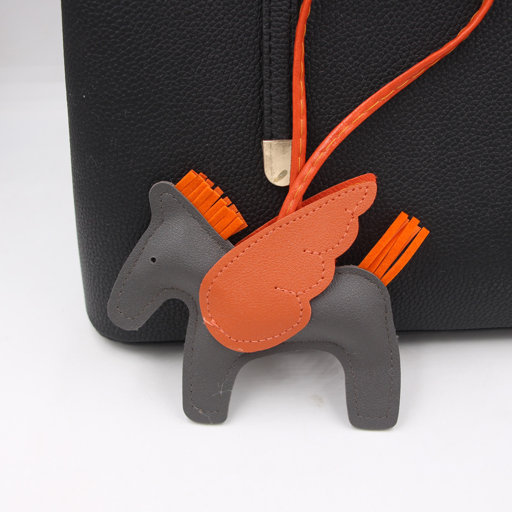 Cute Cartoon Tassel Pegasus Pendant Leather Pony Schoolbag Accessories Keychain display picture 6