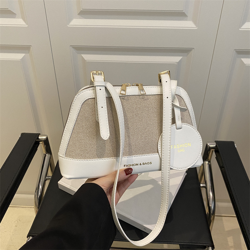 Vintage Damen Handtasche Aus Leinen Patchwork Schultertasche_voghion.com