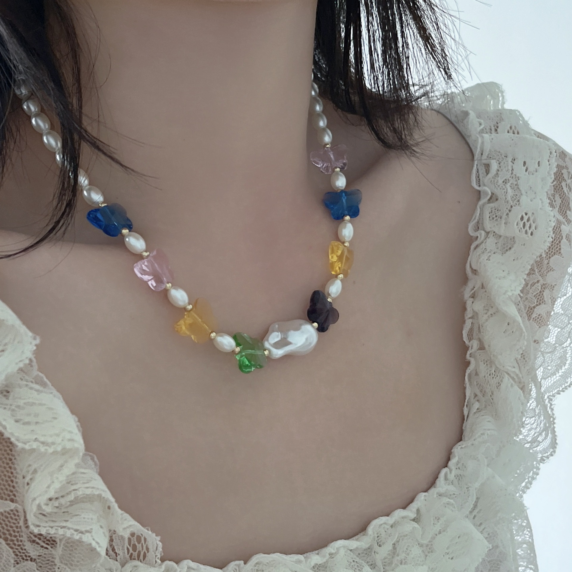 Bohemian Butterfly Imitation Pearl Butterfly Womenu0027S Necklace 1 Piece