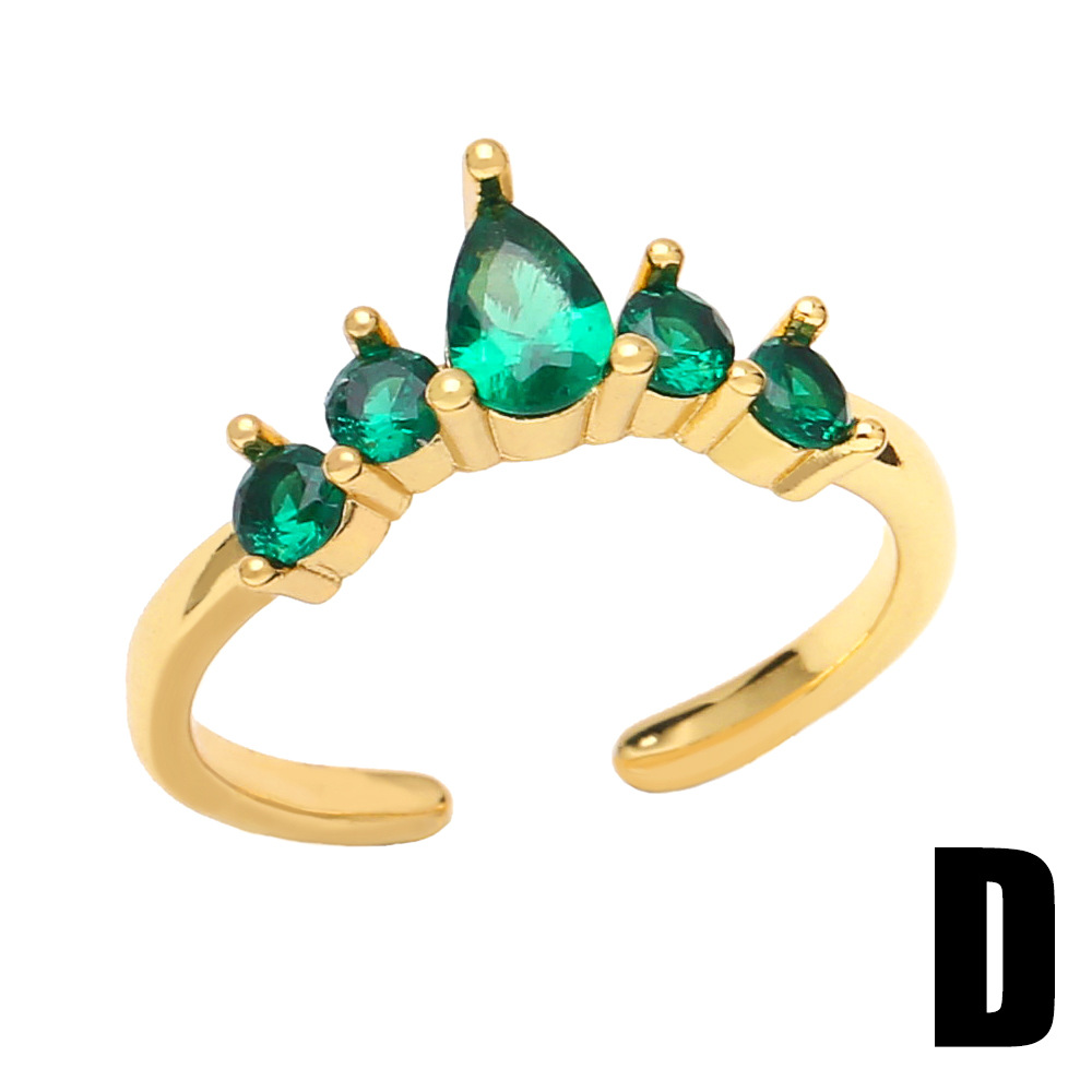 Fashion emerald malachite green zircon green diamond cross heart-shaped ring copper