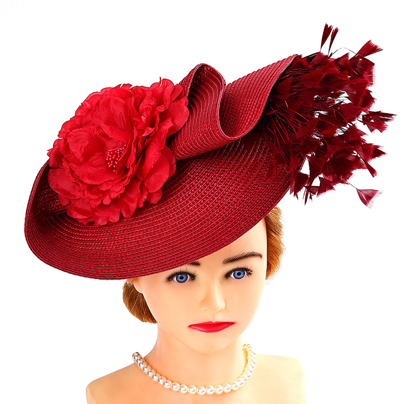 Retro British-Style Elegant Feather Flower Hat with Three-Dimensional Floral Feather Design, Versatile Headpiece for Banquets and Horse Racing Events