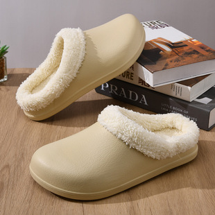 Cotton Slippers Women's Winter fleece-lined Thickened Heightened Mao Mao Shoes Non-slip Wear-resistant Non-smelly Feet All-match Baotou Cotton Shoes