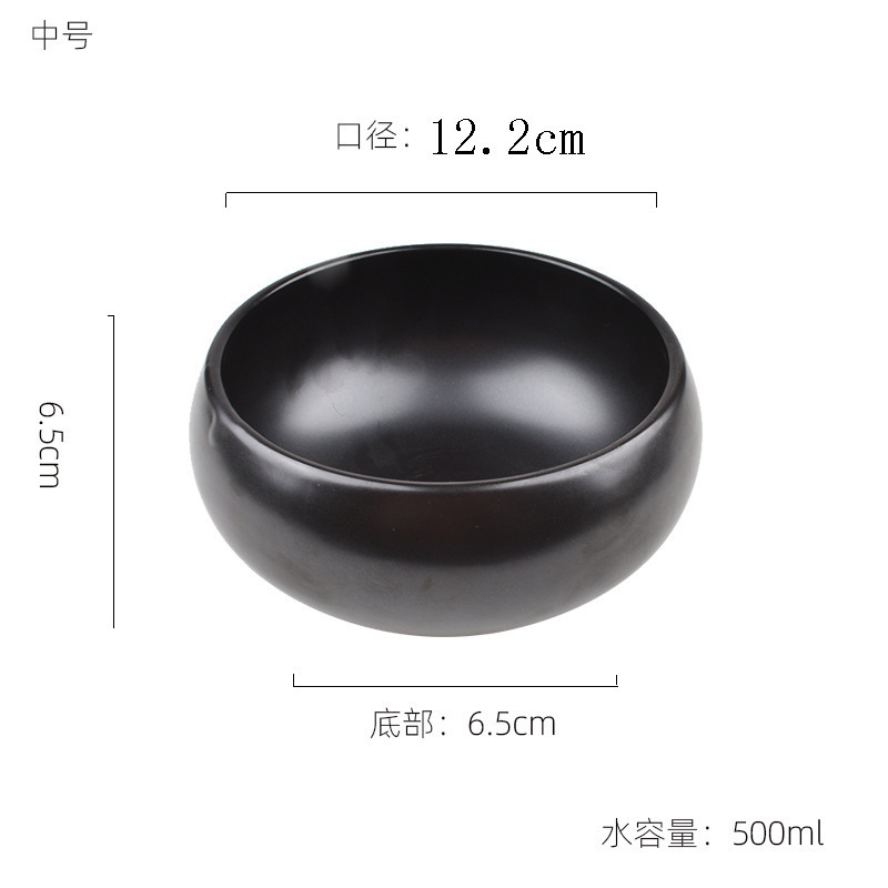 5寸純黒陶磁修行用品出家僧坊主鉢お盆居士菜食鉢碗黒円形深碗|undefined