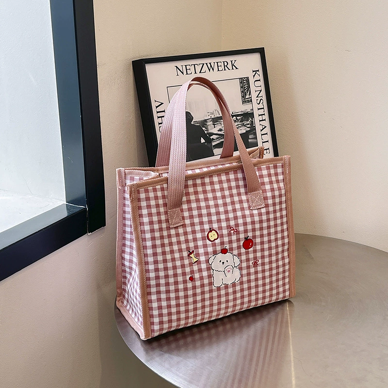 Сумка для путешествий большой вместимости, женская повседневная модная клетчатая сумка, милая сумка через плечо с рисунком, модная и красивая сумка.