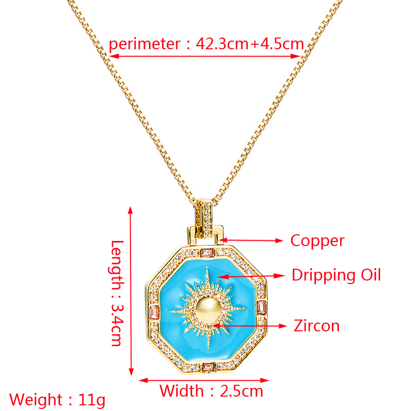 Wholesale Jewelry Geometric Moon Sun Pendant Copper Necklace Nihaojewelry display picture 1