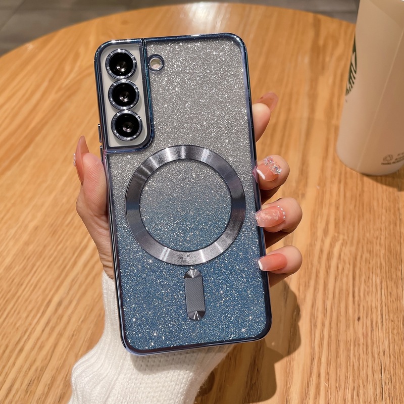 グラデーショングリッター電気メッキ磁気吸着式 Samsung S25edge 携帯電話ケース S24U レンズフィルム CD パターン保護カバー ソフト|undefined
