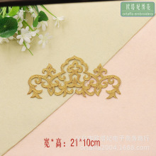电脑绣花厂金银线布贴 欧式云刺绣补丁贴 表演服熨烫花民族风衣贴