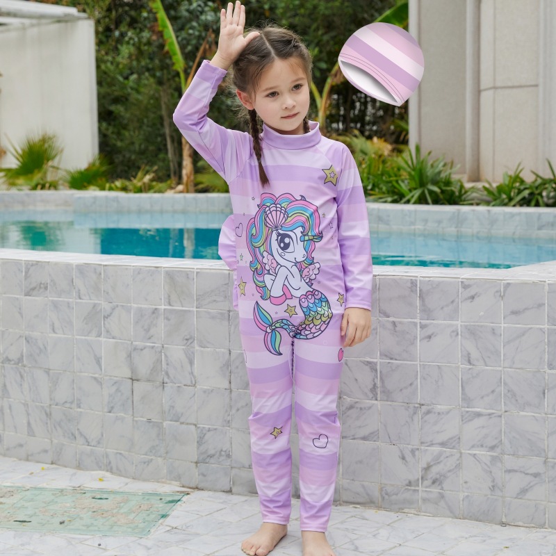 Traje de baño para niños, niña, verano, pequeña, mediana, niña, traje de surf, traje de baño de protección solar, mono, pantalones de manga larga, traje de baño