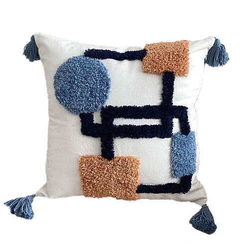 Nordic abstract style new Bohemian plush geometric pure cotton cushion cover sofa headrest window sill backrest