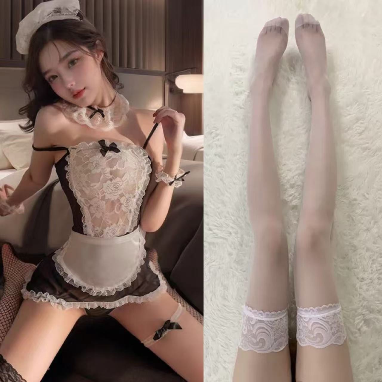 메이드 + 흰색 스타킹