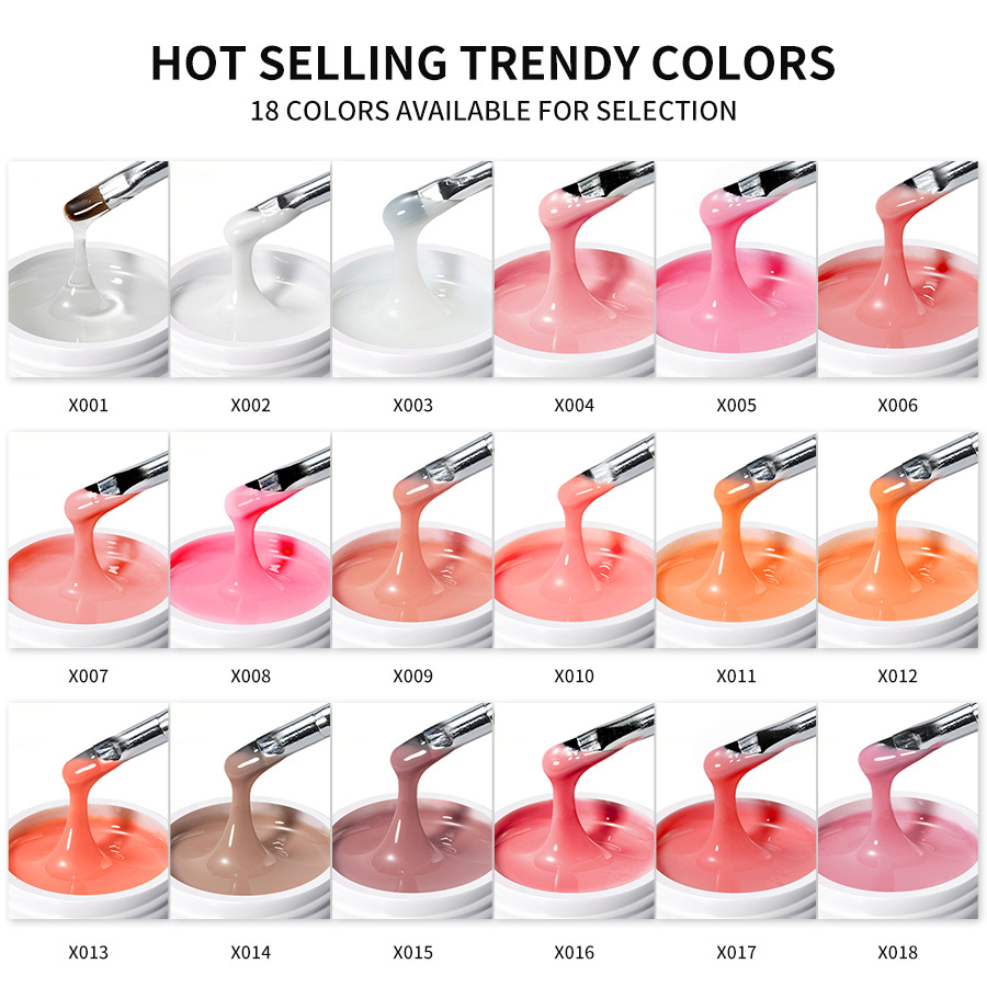Pegamento de esmalte de uñas al por mayor Poly Gel Crystal pegamento de extensión 30ml pegamento de fototerapia bandeja sin papel Jelly Glue para salón de uñas