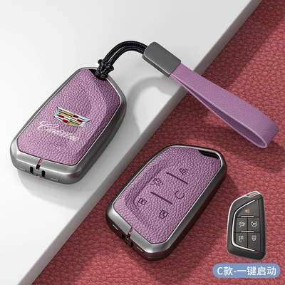 Car key bag Covers Xt5 Xt6 Xt4 - standard-type-c-one-click-start-glow-purple-zinc-alloy-shell-hand-strap