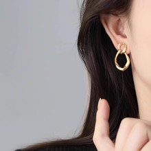 时尚金色菱形耳钉无耳洞耳夹网红气质冷淡风耳环新款百搭耳饰批发