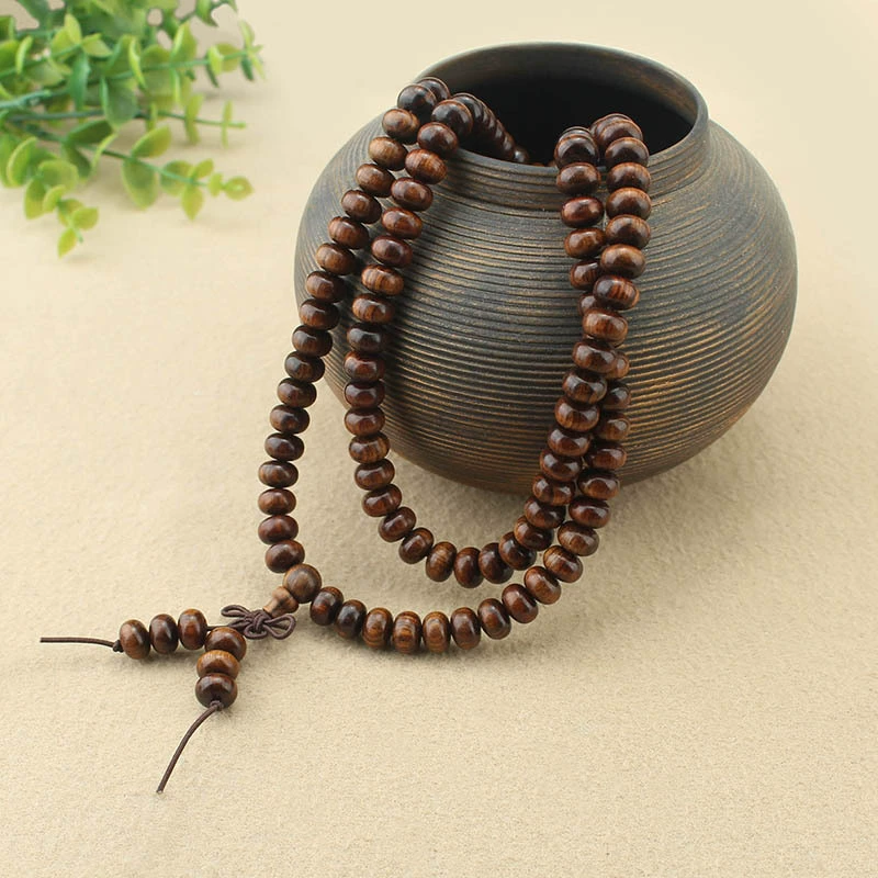 Organic rosary with round beads sandalwood for men and women, beaded bracelet, jewelry, accessory, 108 beads