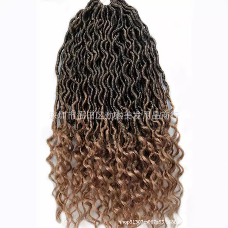 Wig Straight up and down wrapped tube hollow braid wig faux locs curly hair African dirty braid