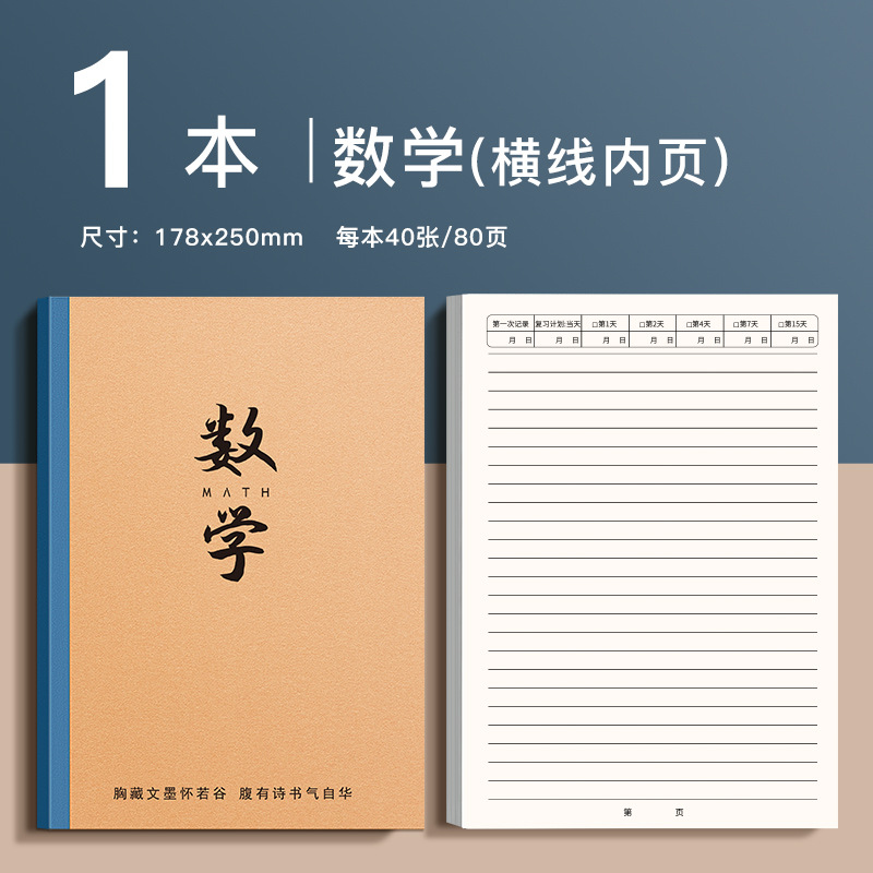 Matemáticas / 1 libro (40 hojas y 80 páginas cada uno)