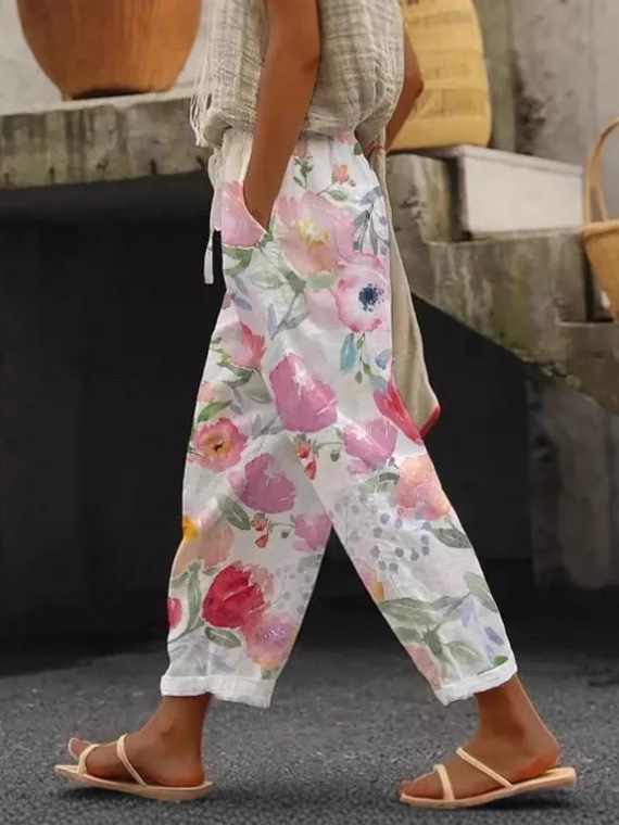 Pantalones largos rectos con cintura elástica, estampados, casuales, con bolsillos, para mujer, nueva colección 2026, Amazon AliExpress, sitio independiente