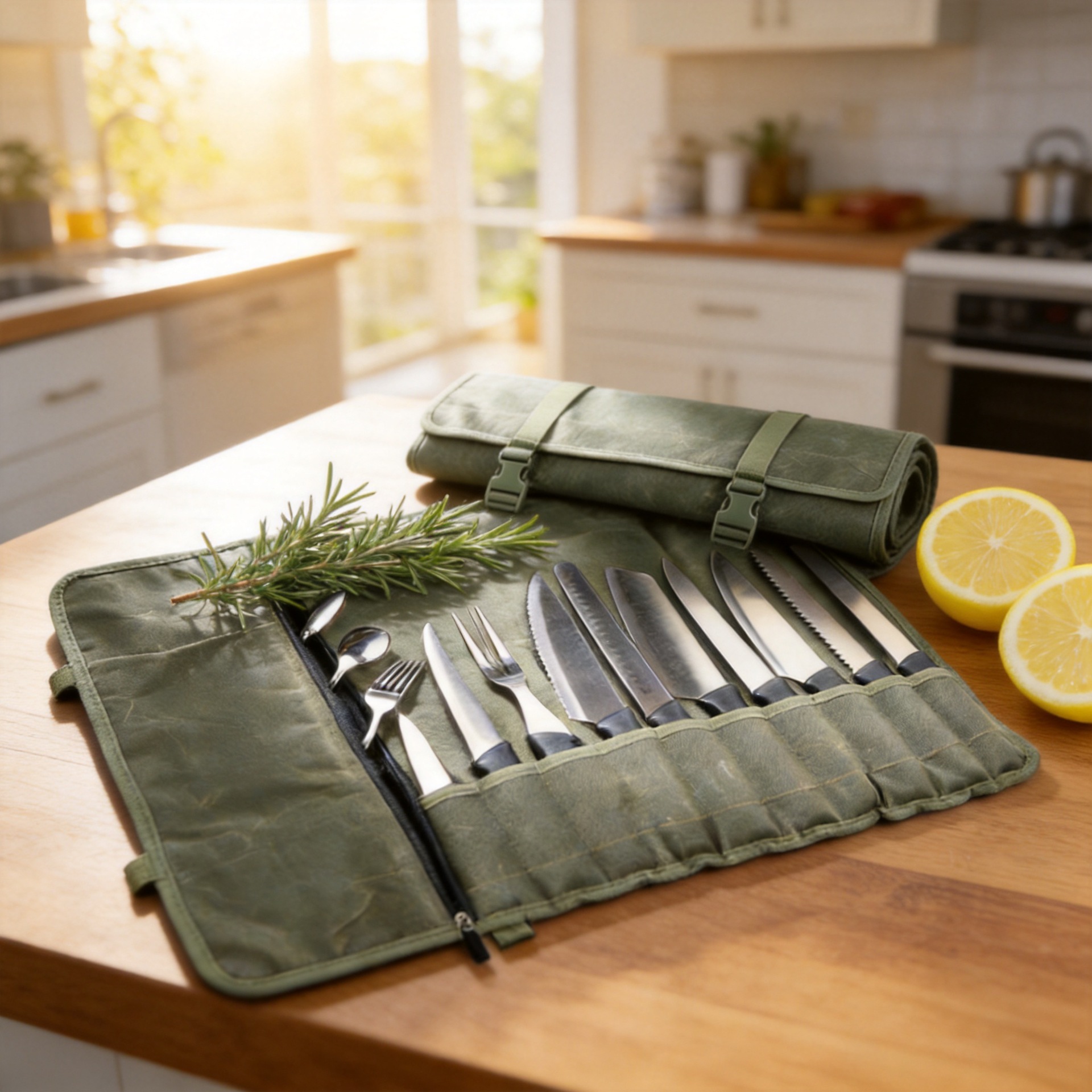 Bolsa de chef de lona de cera de aceite, plegable, portátil, de gran capacidad, antiarañazos, utensilio de cocina, bolsa de cosméticos, cuchillo de cocina, bolsa de herramientas de chef