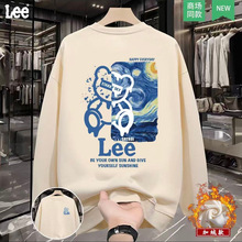 日韩休闲重磅贝贝绒小熊印花卫衣女原宿风情侣中长款套头加绒上衣