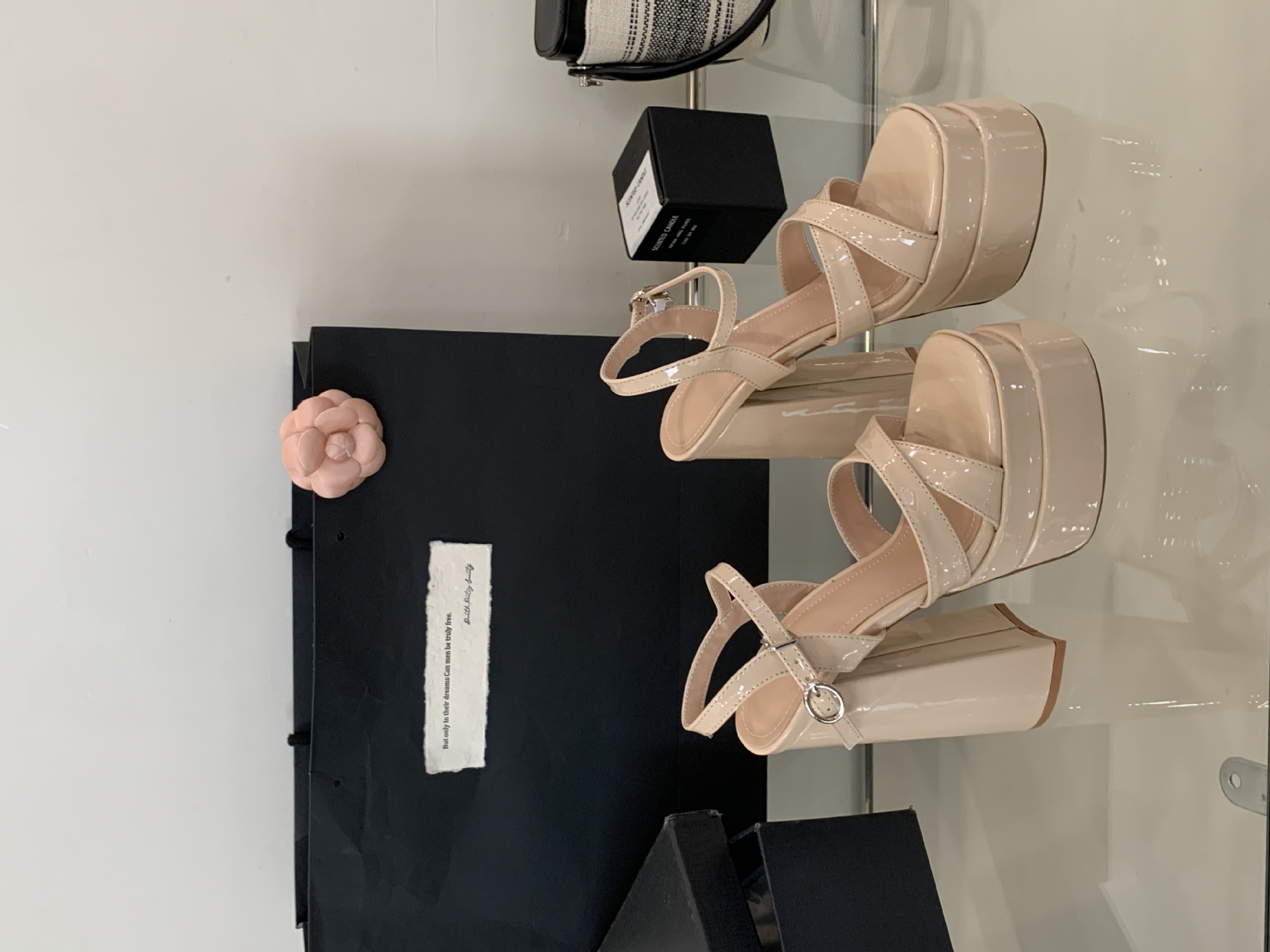 Sandal nữ cao gót đế xuồng platform mũi vuông thời trang — đen chi tiết 33