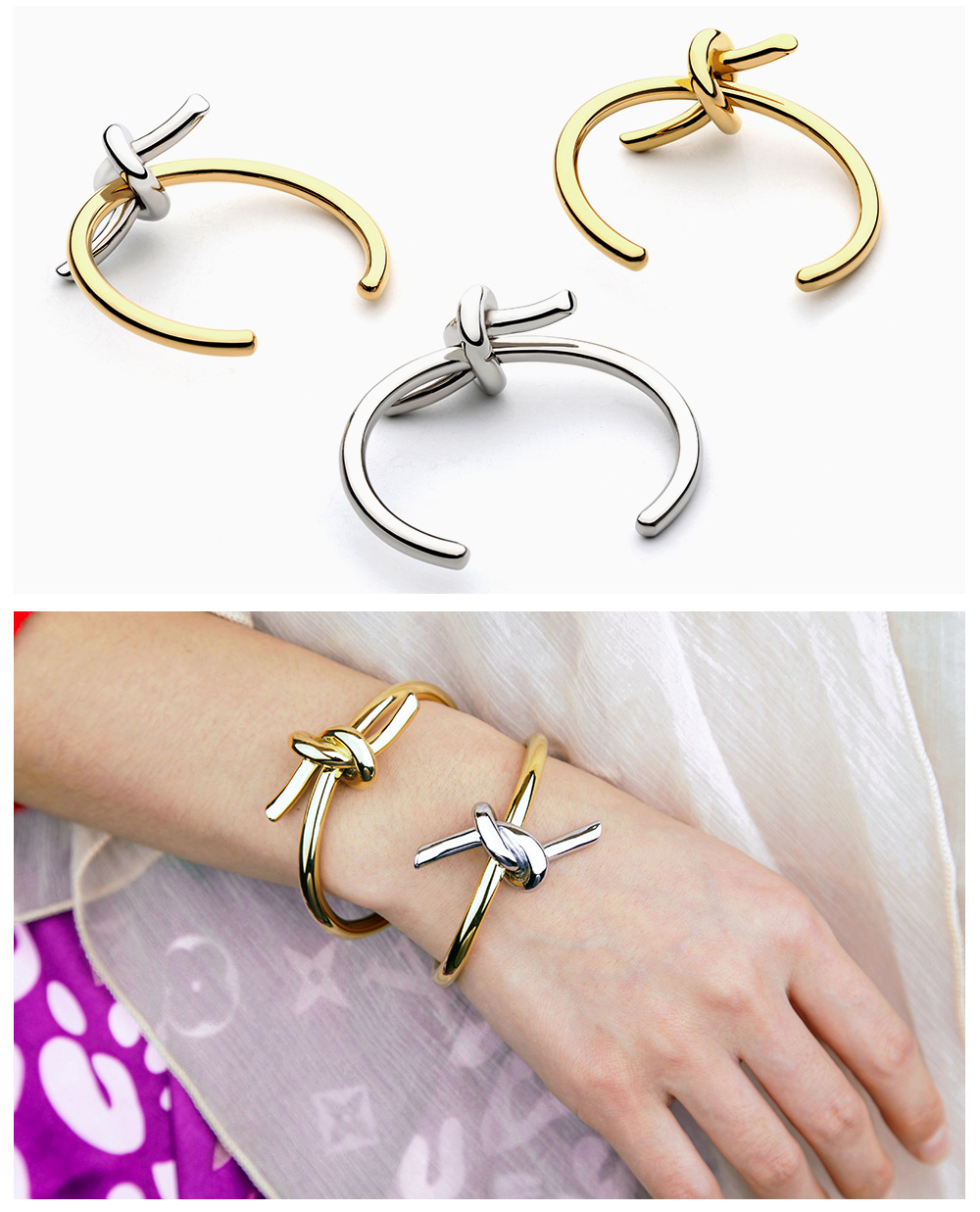 44g Weight Cuff Bracelets Jewelry Accessory Type 304 Stainless Steel Pendant Material 304 Stainless Steel Chain Material Basic Modern Style Classic Style Knot 304 Stainless Steel Cuff Bracelets In Bulk
