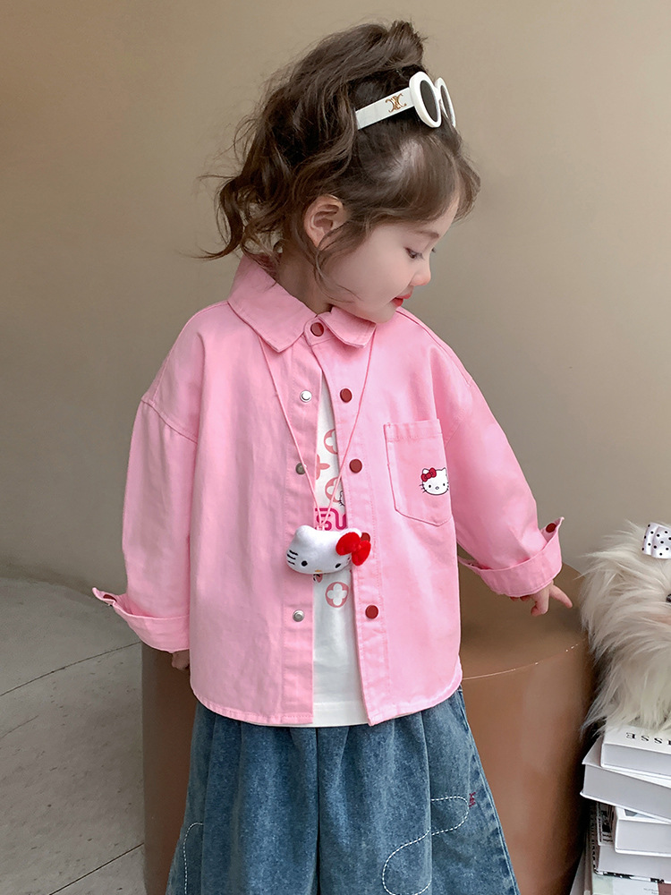 Camisas para niñas primavera y otoño 2025 nueva chaqueta de camisa delgada de estilo occidental para niñas