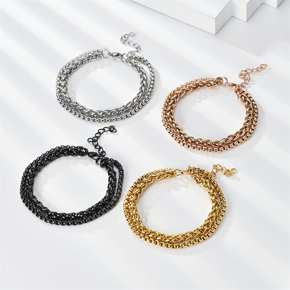 23g Weight Bracelets Classification 1 Piece Quantity Street Occasion Stainless Steel Material Geometric Pattern Unisex Gender Plating Design Hip-Hop Style Hip-hop Geometric Stainless Steel Plating Bracelets 5