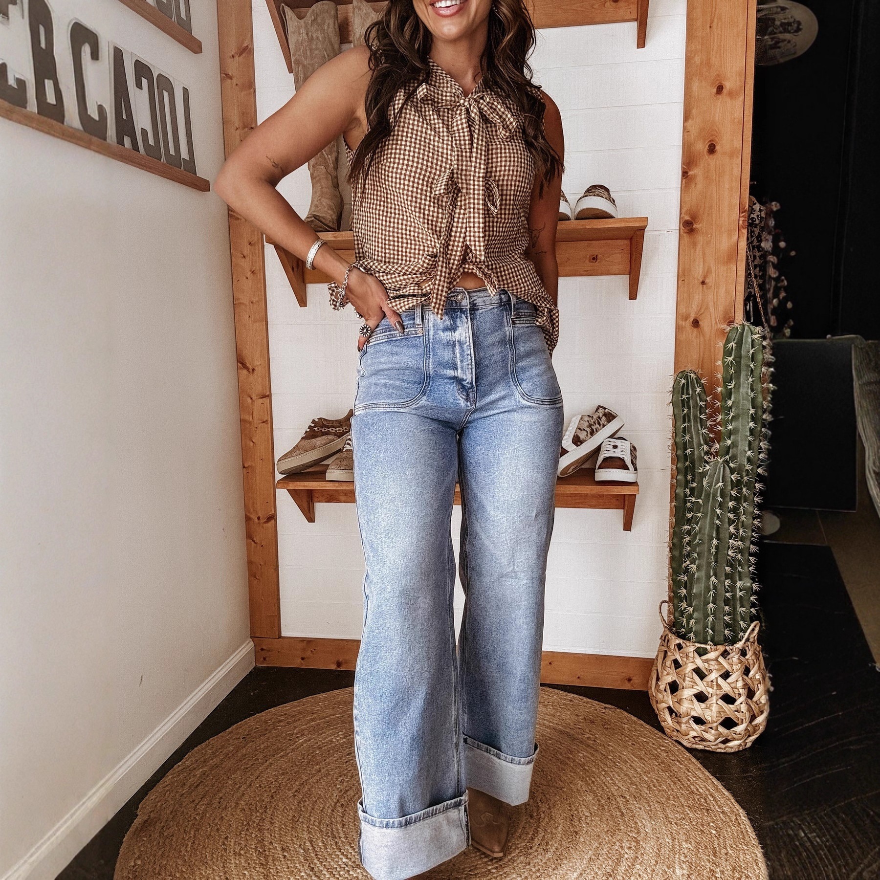Jeans Rectos de Tiro Medio para Mujer de Mezclilla de Algodón, Elásticos, para Uso Diario