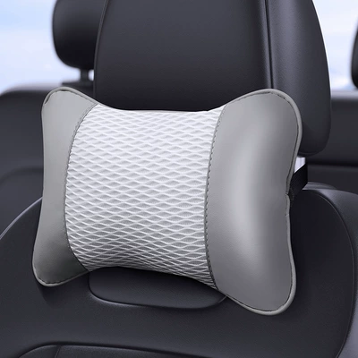 Car Seat Cushion Headrest, Breathable Headrest - gray-grid-one-24996176
