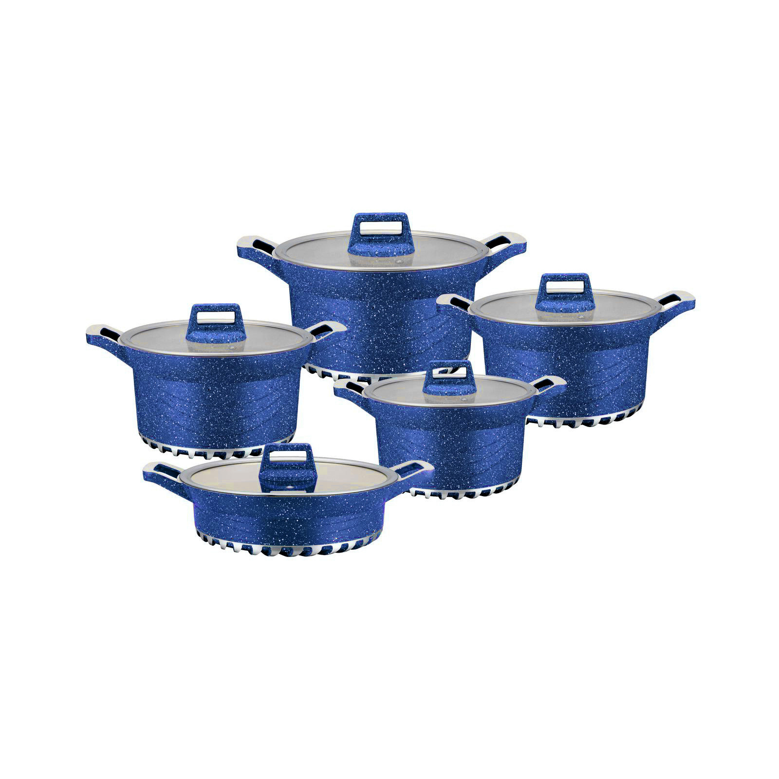 Olla de aluminio transfronteriza 10 piezas hogar olla antiadherente olla de sopa maifan piedra binaural olla de aluminio olla de 10 piezas olla juego de traje olla