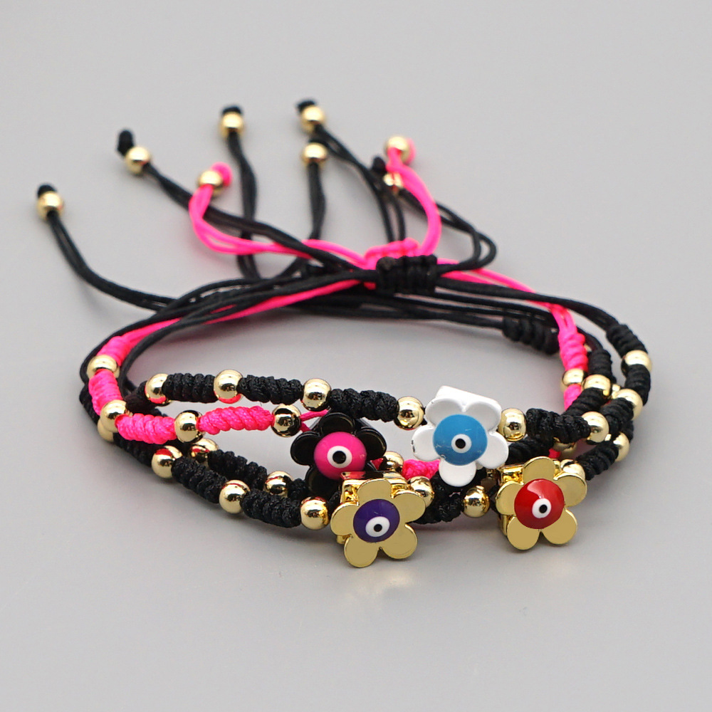 3g Weight No Inlaid Inlay Material Bracelets Classification rope Chain Material Cord In Chain Chain Type Anniversary, Business, Travel Occasion Alloy Material Geometric Pattern Women'S Gender Fashion Style Beaded, Handmade Craft Simple Fashion Zinc Alloy Enamel Daisy Flower Bracelet 1