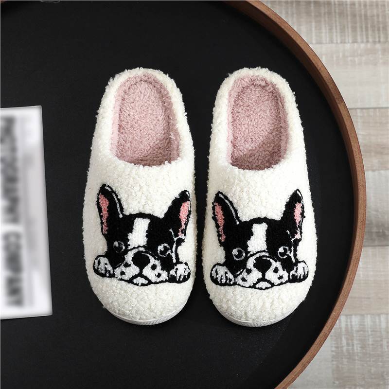 In-Stock Bulldog Warm French Home Pet Dog Slippers Couple Wholesale Slippers Manufacturer Cross-Border Cotton Wool Comfortable
