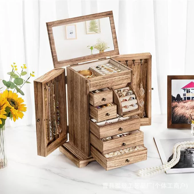 Производитель поставляет многослойный ящик для хранения ювелирных изделий из массива дерева, настольный ящик для хранения ювелирных изделий, ящик для хранения сережек