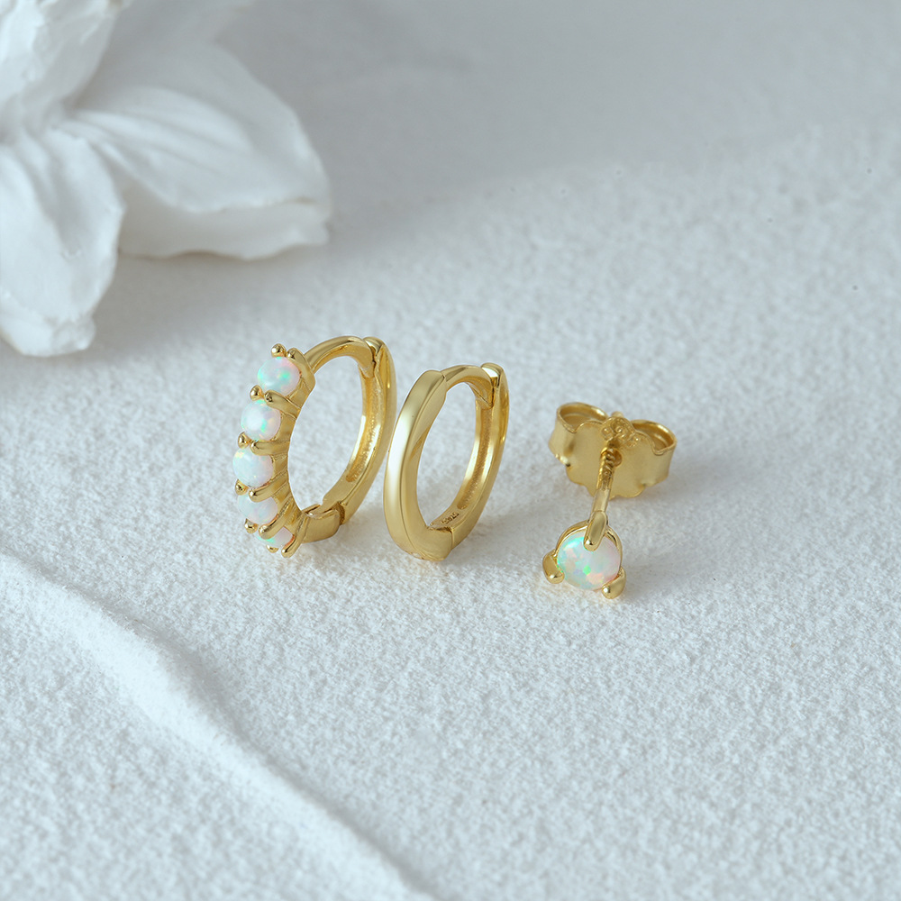 4g Weight Zircon Inlay Material Earrings Classification 3 Pieces Set Quantity Daily Occasion 925 Sterling Silver Material Geometric Pattern Women's Gender Plating, Inlay Design Simple Style Style 3 Pieces Set 925 Sterling Silver Zircon Geometric Earrings 51